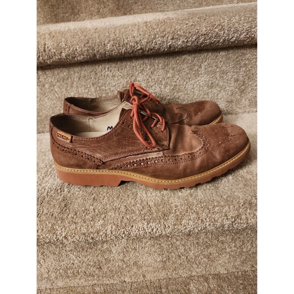 Pikolinos Men's Light Brogue Wingtip Dress Shoes in Brown Leather Size 42 US 9 - Picture 1 of 9